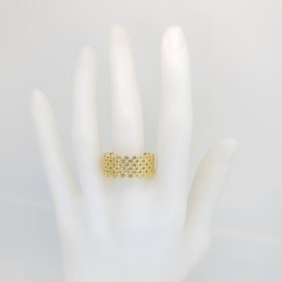 18K Yellow Gold Plated 925 ss 4.60cttw Diamond Simulant Eternity Ring Size 9 1/2 - Picture 10 of 10